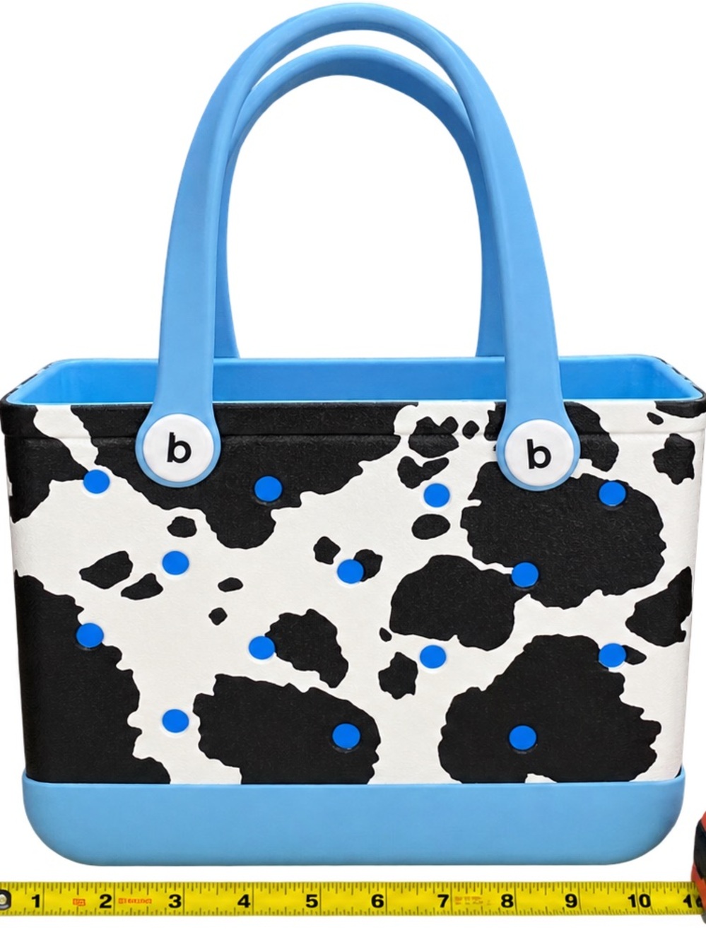 Mini Tote Bag in Blue Cow Print